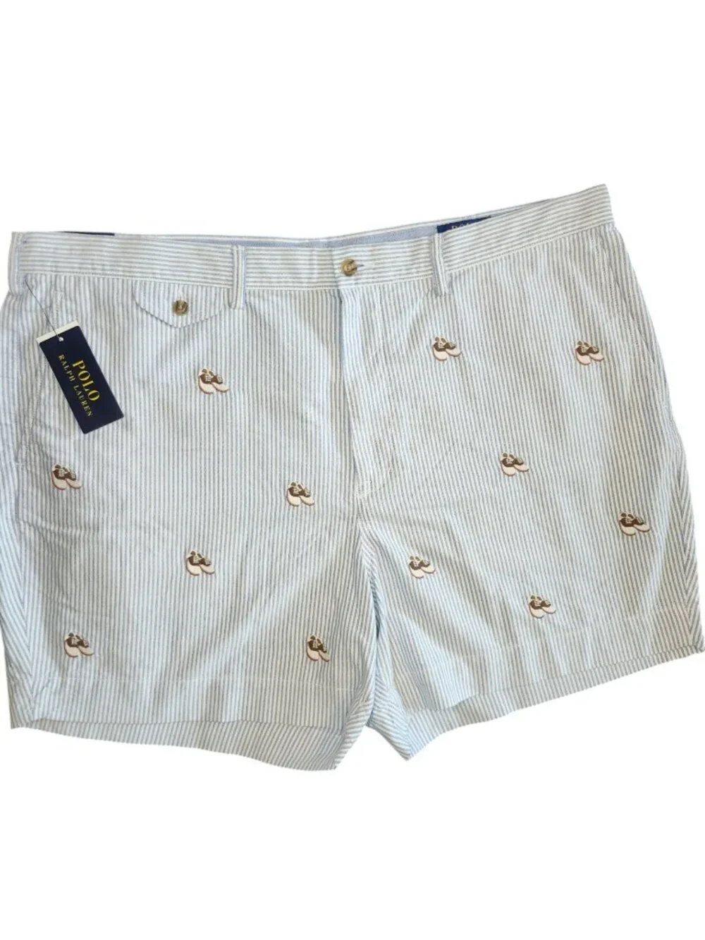 NEW Polo Ralph Lauren Classic Fit Striped Shoe Embroidered Shorts Size 42